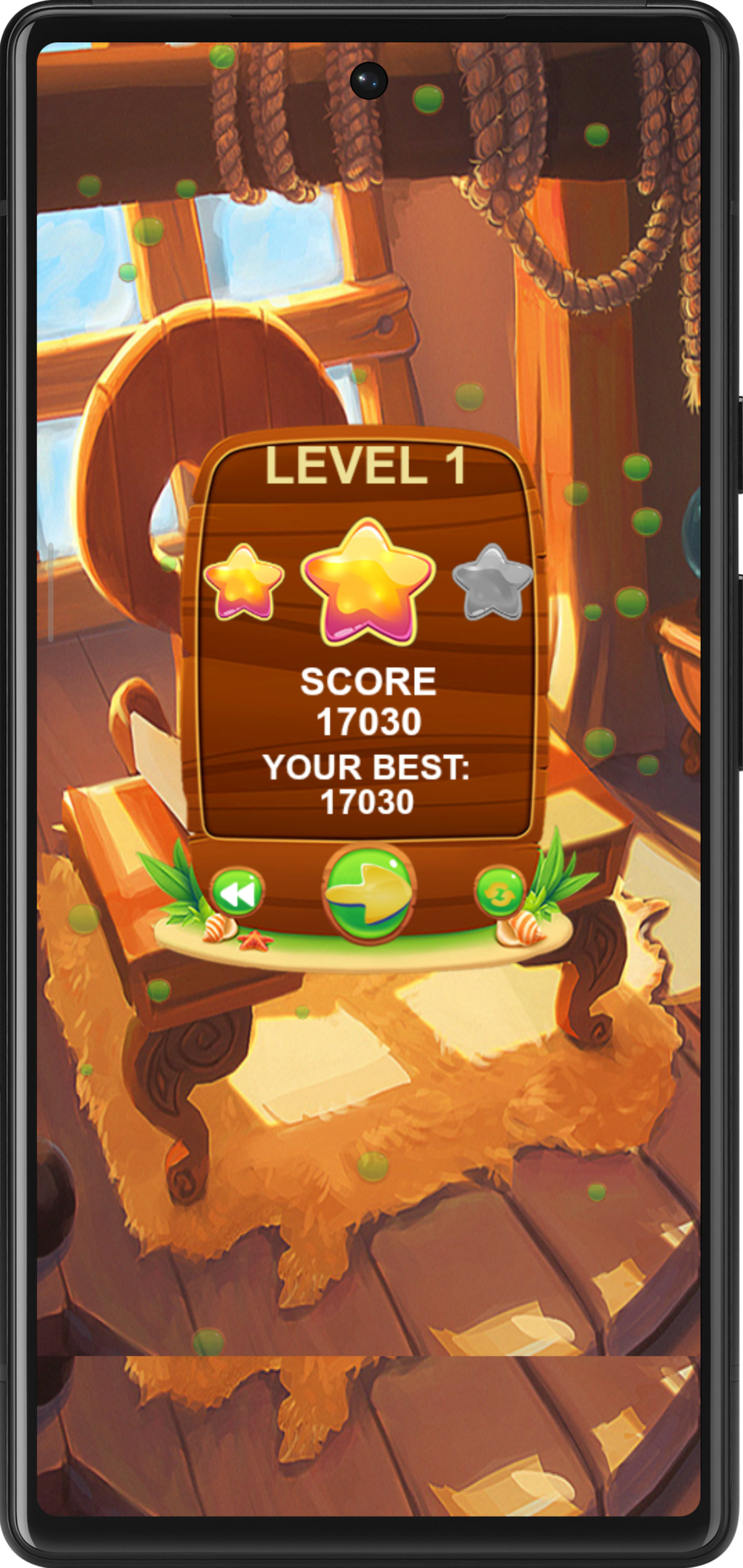 Ocean Puzzle Quest level score screen